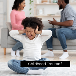 A child covers her ears while her parents argue behind her. Learn how therapy for children in Roseville, CA can help you in overcoming relationship issues. Contact a therapist in Fair Oaks, CA or search "counseling near me" to learn more.