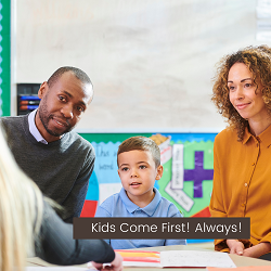 Two parents talk to their child’s teacher. This could represent the support coparenting counseling in Sacramento, CA can offer. Learn more about coparenting counseling in Roseville, CA by searching “co parenting counseling Sacramento” today.