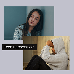 Two images of teens with sad expressions, representing the pain of depression teen therapy in Roseville, CA can address. Learn more about teen therapy in California and other services by contacting a therapist for teens in Roseville, CA today.