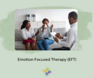 Emotion Focused Therapy (EFT). One of the areas of couples counseling we use at The Relationship Therapy Center. Image of couple sharing feelings during a couples counseling session.