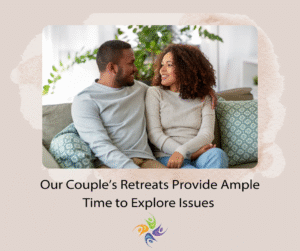 Our Couple’s Retreats Provide Ample Time to Explore Issues. Couple sitting on a couch talking.  Relationship Therapy Center has locations in Roseville and Fairoaks, California where we specialize in couples counseling with Gottman Trained Licensed Therapists.