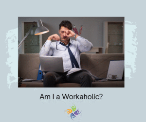 Am I a Workaholic? Business man working at night and rubbing eye.