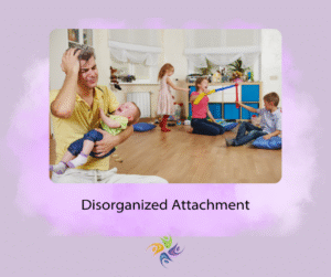 Disorganized Attachment  - Image of father holding a crying baby, ignoring other children who are arguing.  For individual therapy in California, Roseville or Fair Oaks, give us a call.