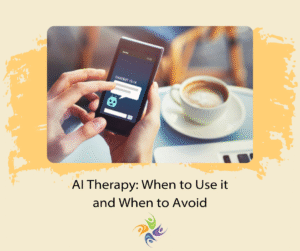 AI Therapy: When to Use it and When to Avoid. Image of a person on a cell phone interacting with a chat bot. For individual and couples counseling, both in-person and online, contact The Relationship Therapy Center in Roseville and Fair Oaks California.