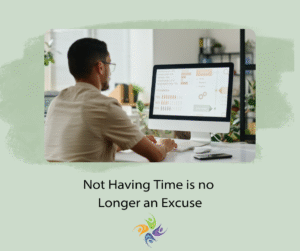 Not Having Time is no Longer an Excuse Image of a man sitting at a desk looking at his electronic calendar and schedule on a computer monitor. For online couples counseling contact The Relationship Therapy Center in Roseville and Fair Oaks in California and Washington state.