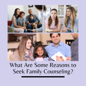 What Are Some Reasons to Seek Family Counseling? Pictures of families meeting with a therapist.  For family counseling, contact The Relationship Therapy Center in Roseville and Fair Oaks California.