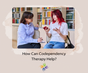How Can Codependency Therapy Help? Image of a woman in therapy talking to a therapist. For codependency therapy, both in-person and online, contact The Relationship Therapy Center in Sacramento, Roseville and Fair Oaks California.