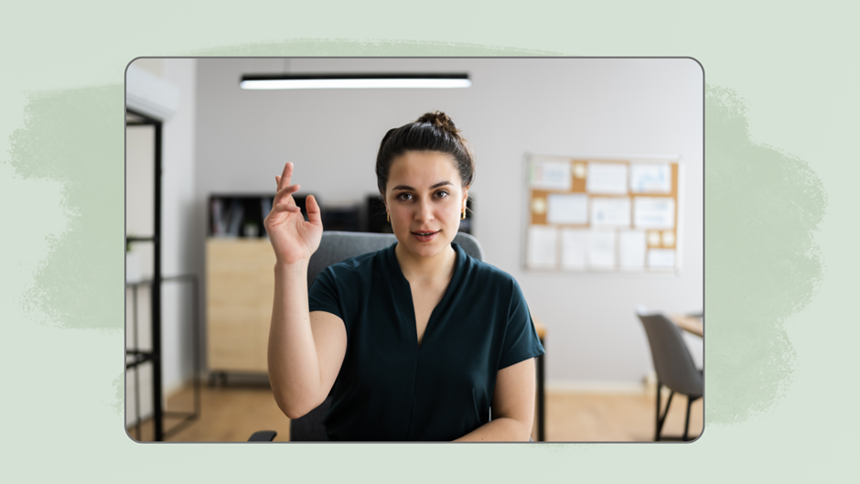How Do You Release Trauma Stored in Your Body? Image of a woman sitting at a desk and tentatively raising her hand to ask a question. For trauma counseling and individual therapy contact the Relationship Therapy Center located in the greater Sacramento Area with offices in Roseville and Fair Oaks, California. Online therapy is also available.